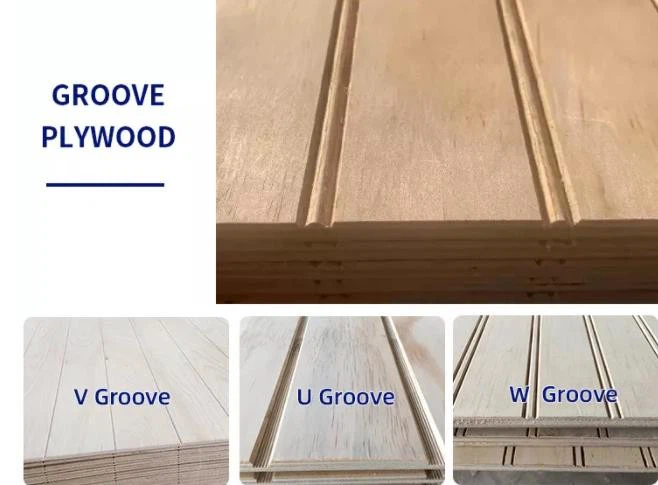 Pine Veneer V U W Grooved Plywood Slotted Plywood For Construction Decorative